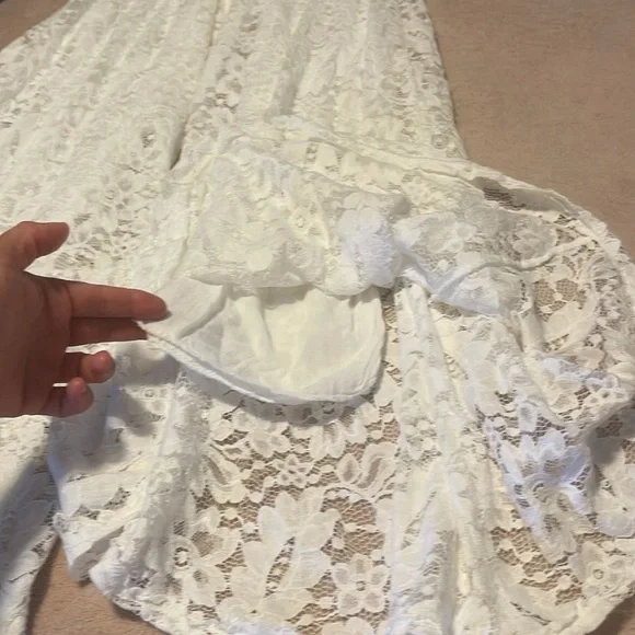 High rise super wide leg Lace pants white Size L - Picture 14 of 17